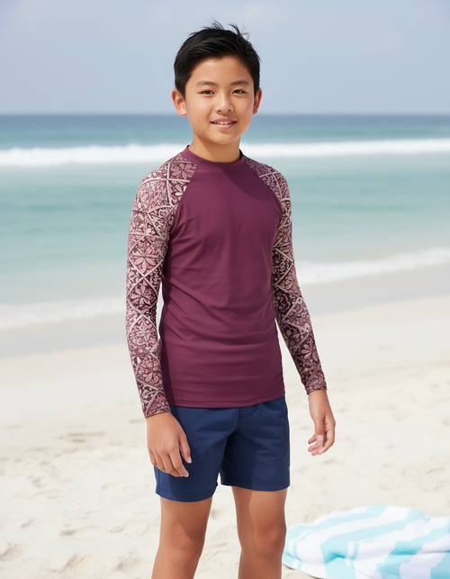 Amaranth Zellige Youth Rash Guard Youth Rash Guard — Dripper