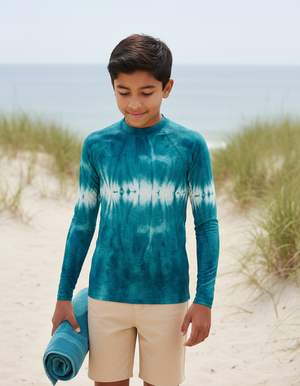 Turquoise Aqua Youth Rash Guard bikini — Dripper