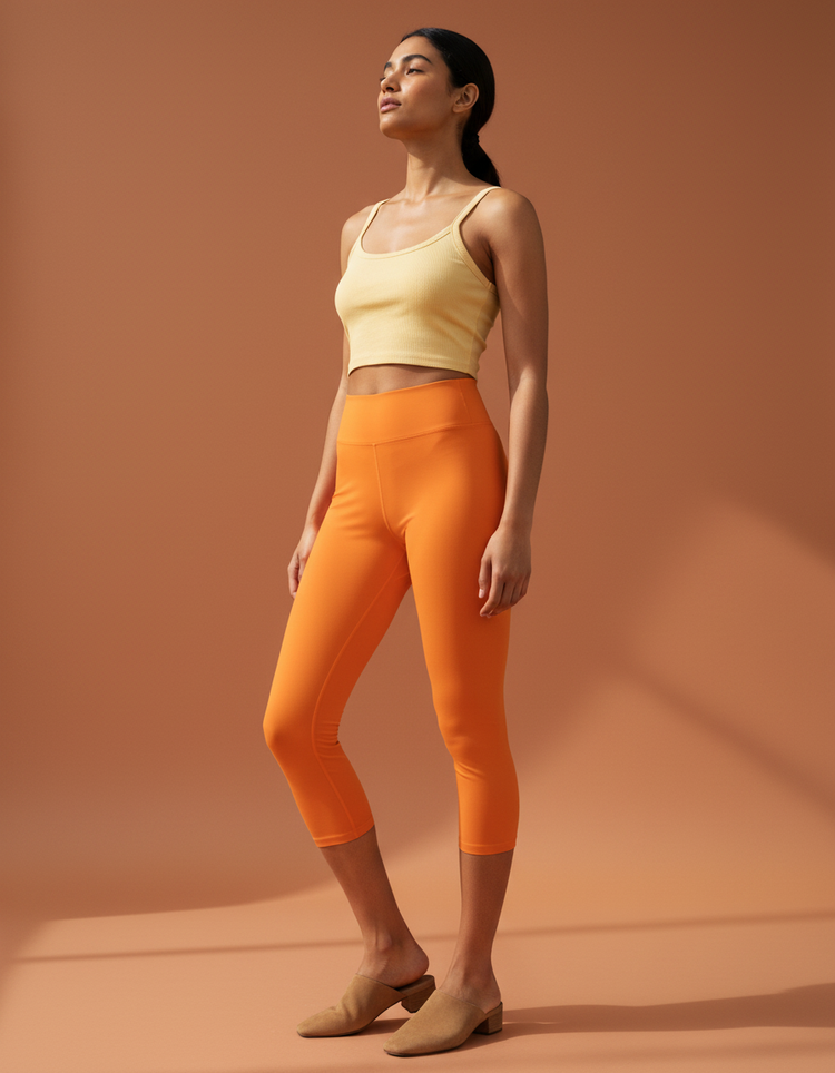 Hermès Orange Capri Yoga Leggings Capri Yoga Leggings — Dripper
