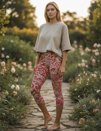 Fiery Red Horizon Capri Leggings capri leggings