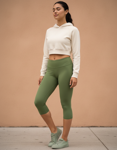 Moss Green Capri Leggings capri leggings