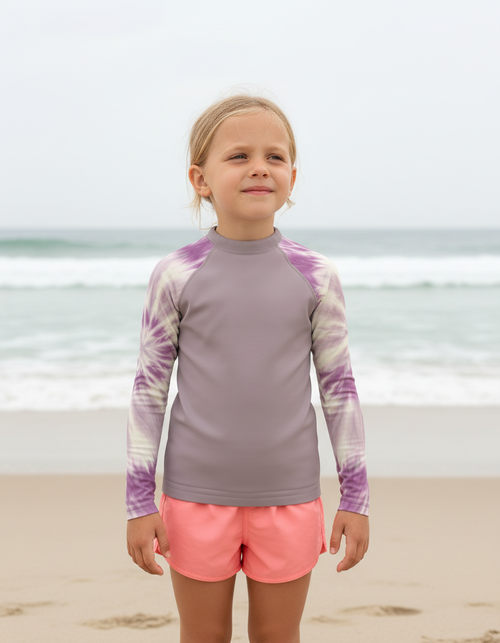 Burnished Lilac Nebula Kids Rash Guard Kids Rash Guard — Dripper