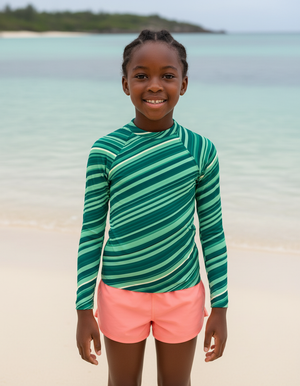 Kids Transformative Teal Sway kids rashguards