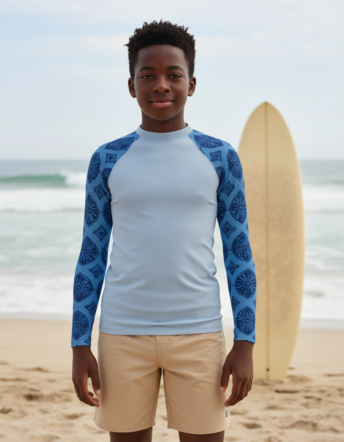 Blue Aura Yuki Youth Rash Guard Youth Rash Guard — Dripper