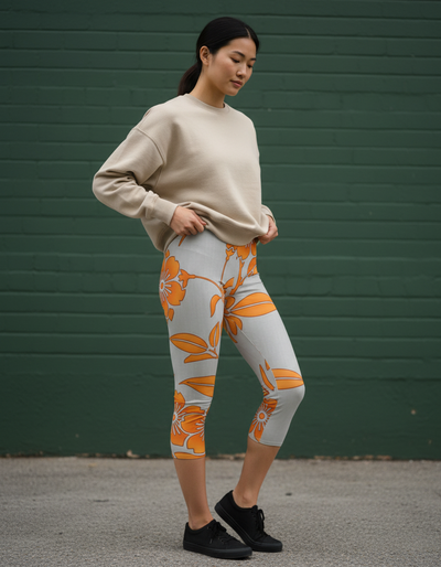 Citrus Orange Fusion Capri Leggings capri leggings