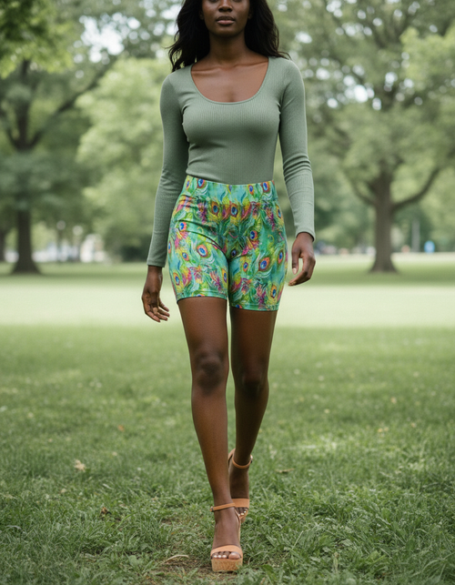Runway Emerald Iridescence Short Shorts Short Shorts — Dripper