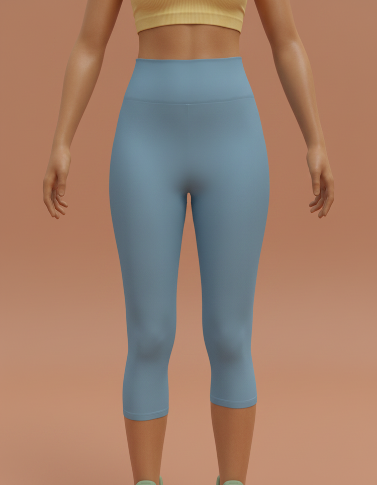 Stone Blue Leggings Capri Yoga Leggings — Dripper