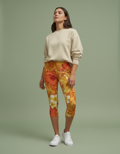 Citrus Orange Kumu Capri Leggings capri leggings