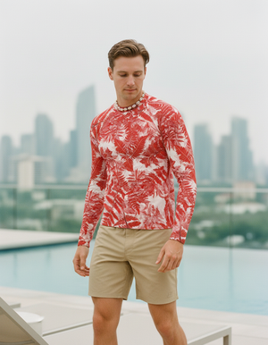 Fiery Red Verdant Rash Guard Men's Rashguard — Dripper