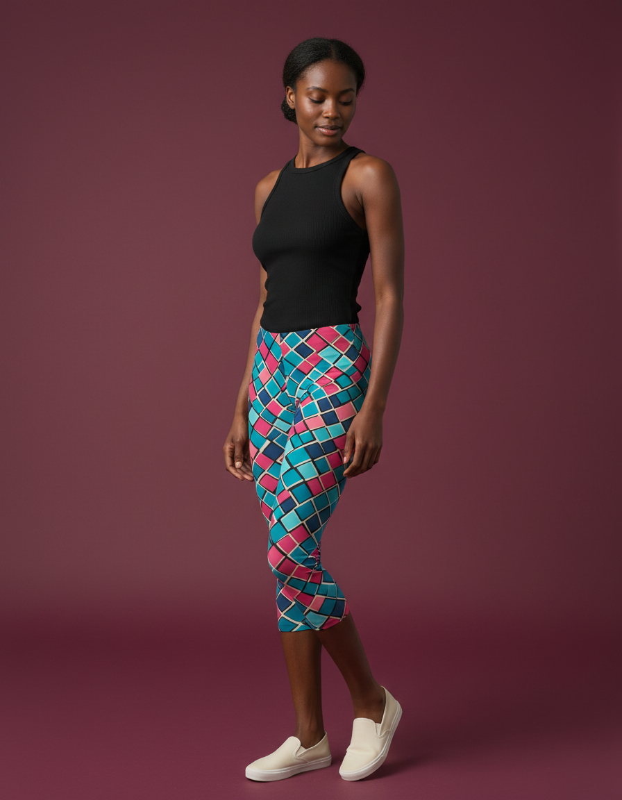 Electric Fuchsia Vortex capri leggings