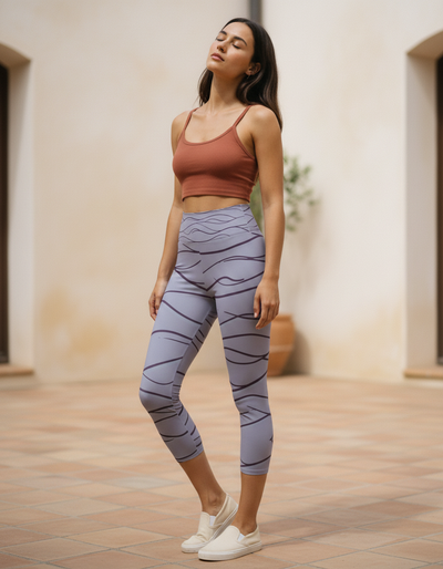 Burnished Lilac Aqua Capri Yoga Leggings capri yoga leggings