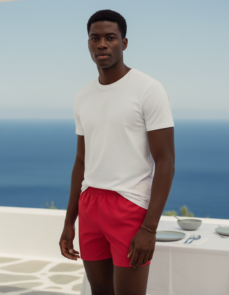 Bauhaus Red Men's Swim Trunks Men's Swim Trunks — Dripper