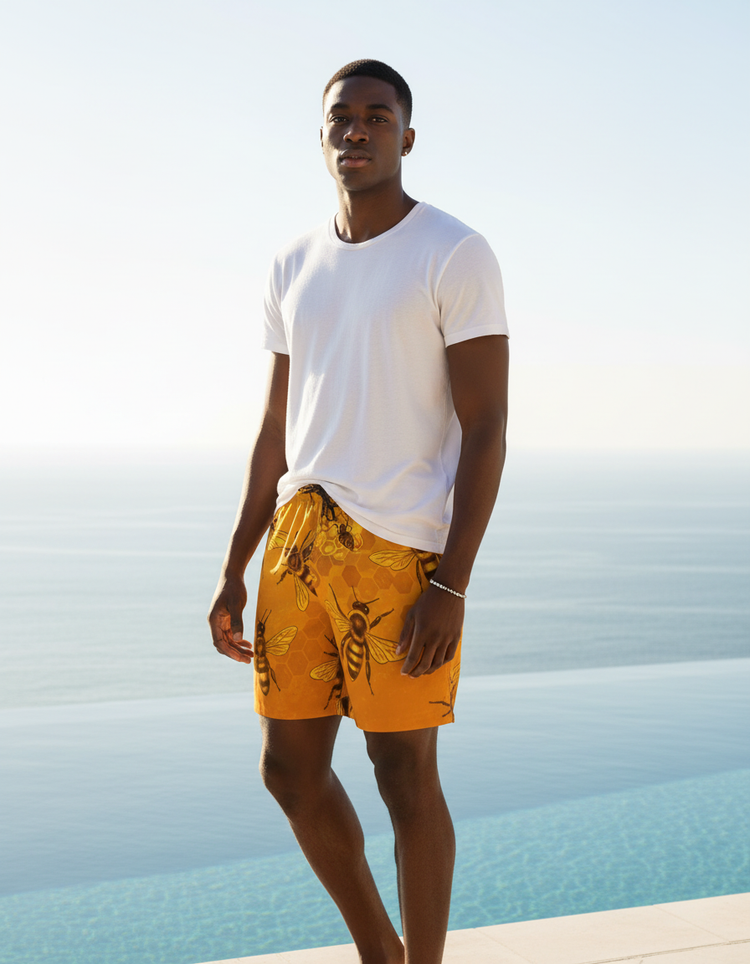 Honeycomb Wave Bee Swim Trunks