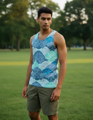 Men's Chinese Cloud Motif Tank Top