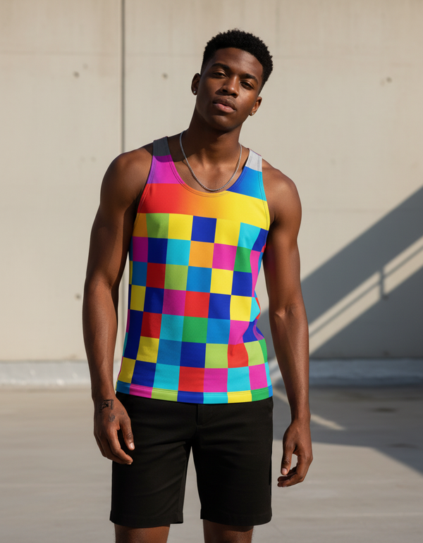 Geometric Glow Prism Tank Top