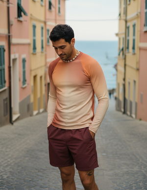 Men's Burnt Sienna Prism men's short-sleeve rashguards