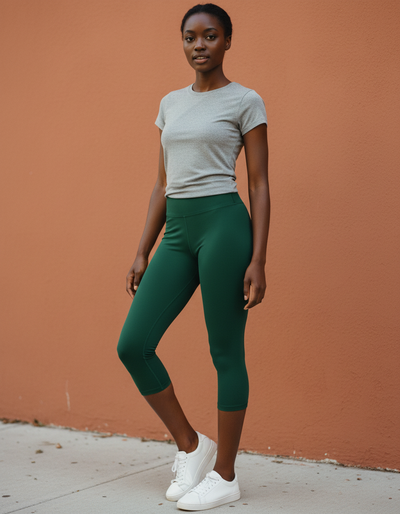 Bottle Green Capri Yoga Leggings capri yoga leggings