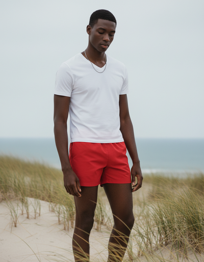 Red Men's Swim Trunks swim trunks