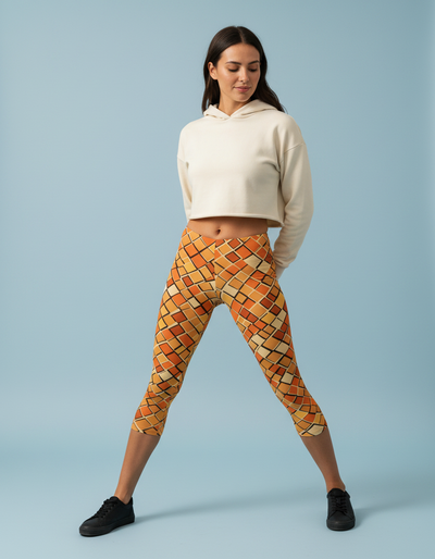 Citrus Orange Vortex Capri Leggings capri leggings