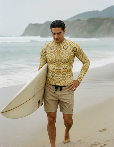 Men's Yellow Rangoli rash guard