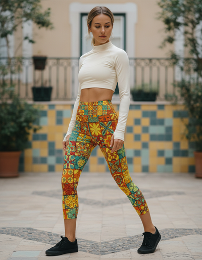 Yellow Chroma Capri Yoga Leggings capri yoga leggings