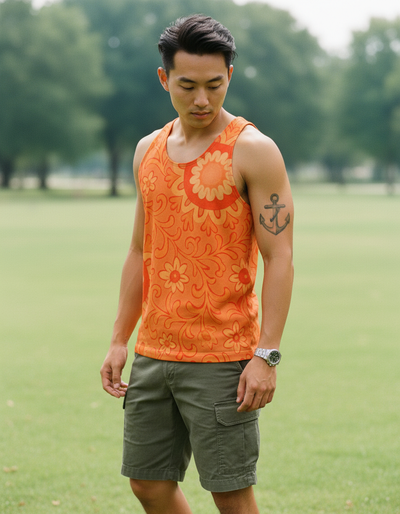 Men's Citrus Orange Zarif Tank Top tank top
