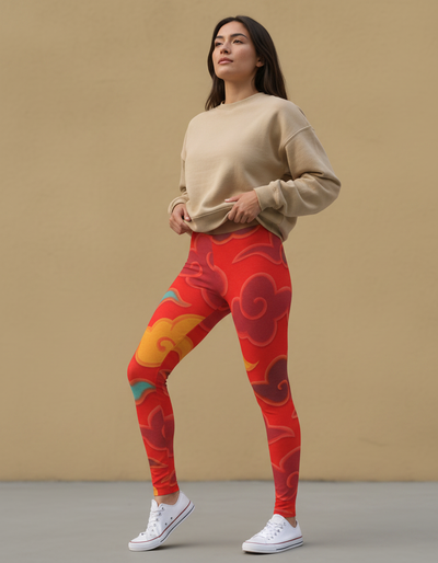 Fiery Red Nimbus Leggings leggings