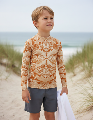 Burnt Sienna Burst Kids Rash Guard Kids Rash Guard — Dripper