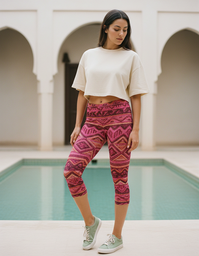 Millennial Pink Quipu Capri Leggings capri leggings