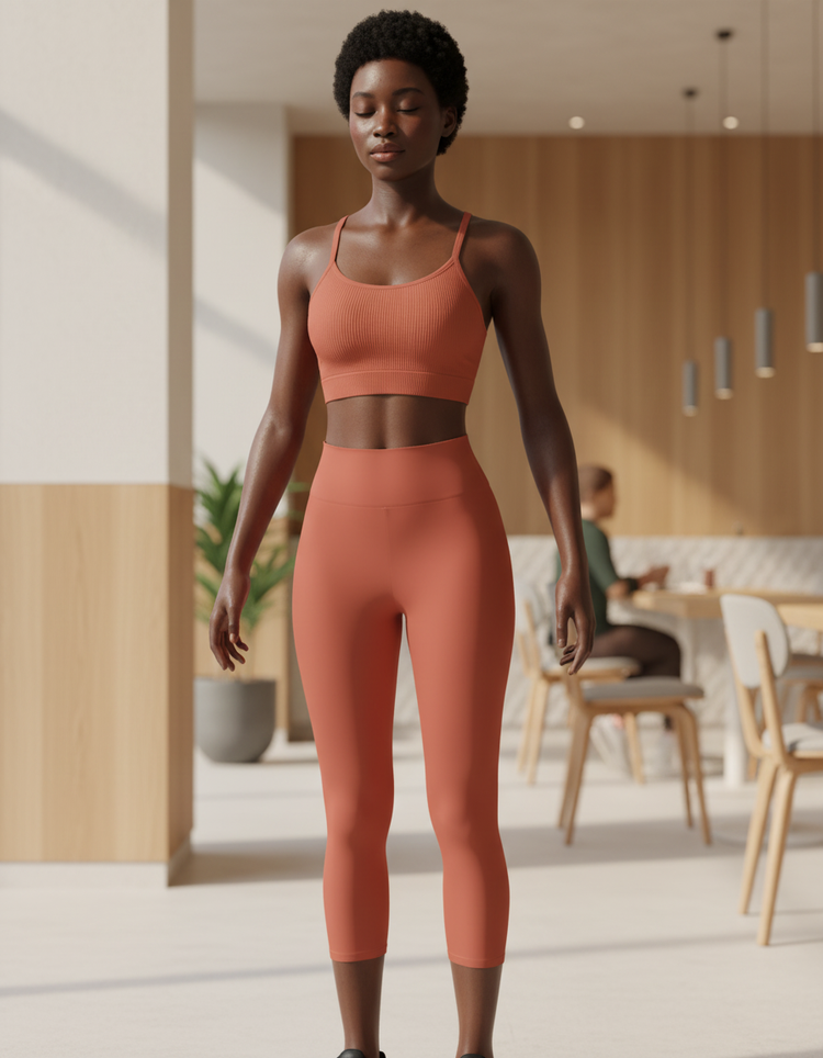 Burnt Sienna Leggings Capri Yoga Leggings — Dripper