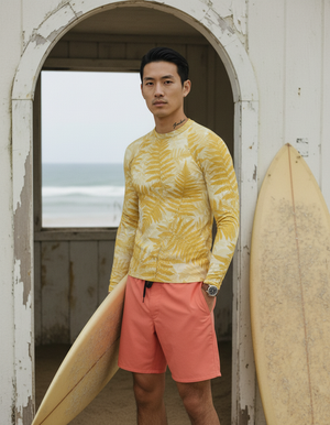 Lemon Yellow Emerald Rash Guard Men's Rashguard — Dripper