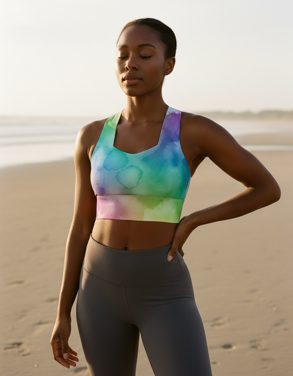Mosaic longline sports bras