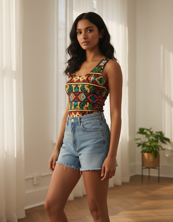 Geometric Rhythm Estilo Tank Top