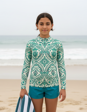 Youth Turquoise Sari youth rashguards