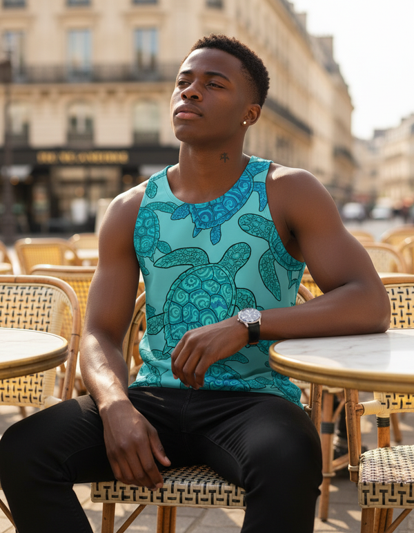 Men's Aqua tank tops