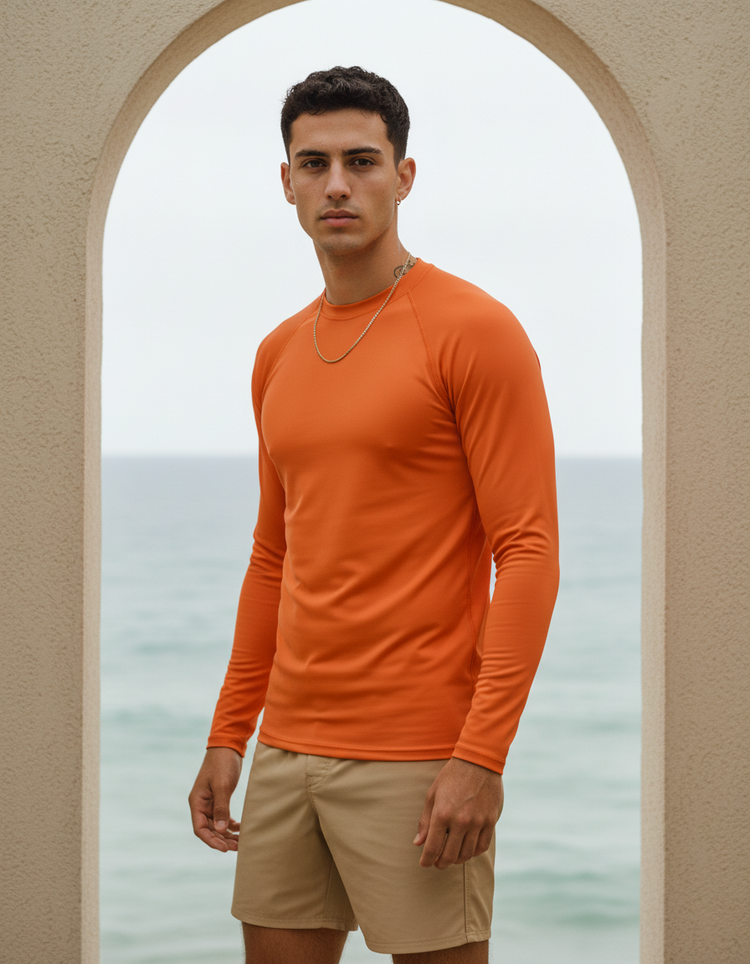 Neon Orange Rash Guard Men's Rashguard — Dripper