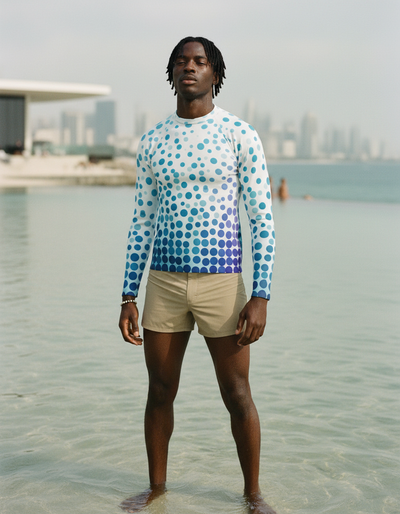 Men's Transformative Teal Pixel rash guard