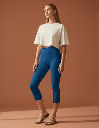 Classic Blue Capri Yoga Leggings capri yoga leggings