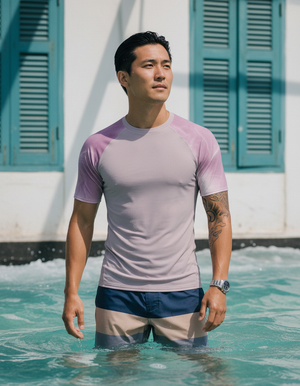 Men's Burnished Lilac Frost men's short-sleeve rashguards