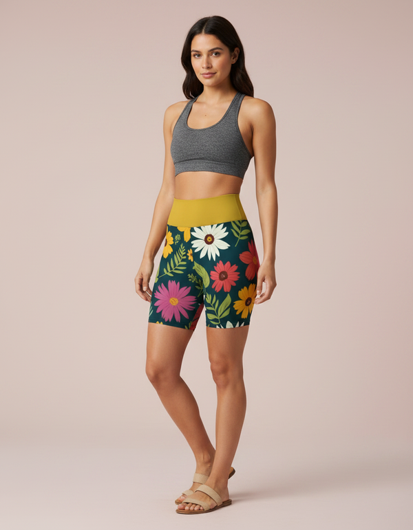 Yoga Shorts in Daisy