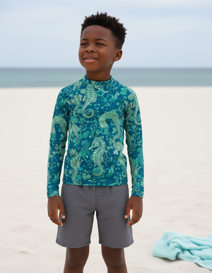 Kids Turquoise Triton kids rashguards