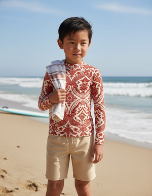Fiery Red Sari Kids Rash Guard Kids Rash Guard — Dripper