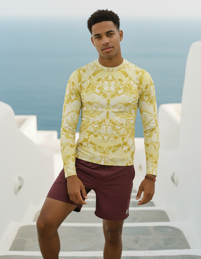 Men's Yellow Burst rash guard