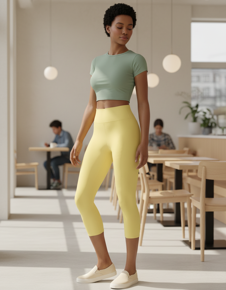 Custard Leggings Capri Yoga Leggings — Dripper