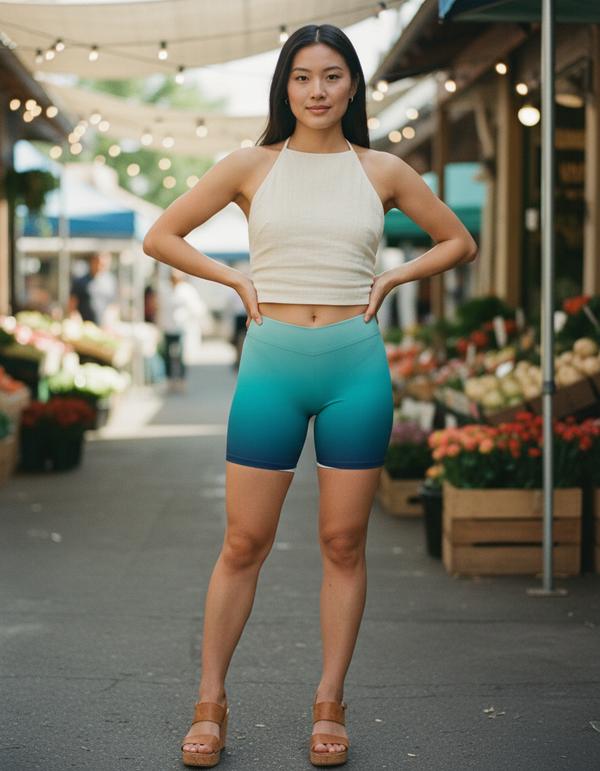 Women's Short Shorts in Turquoise Celestia