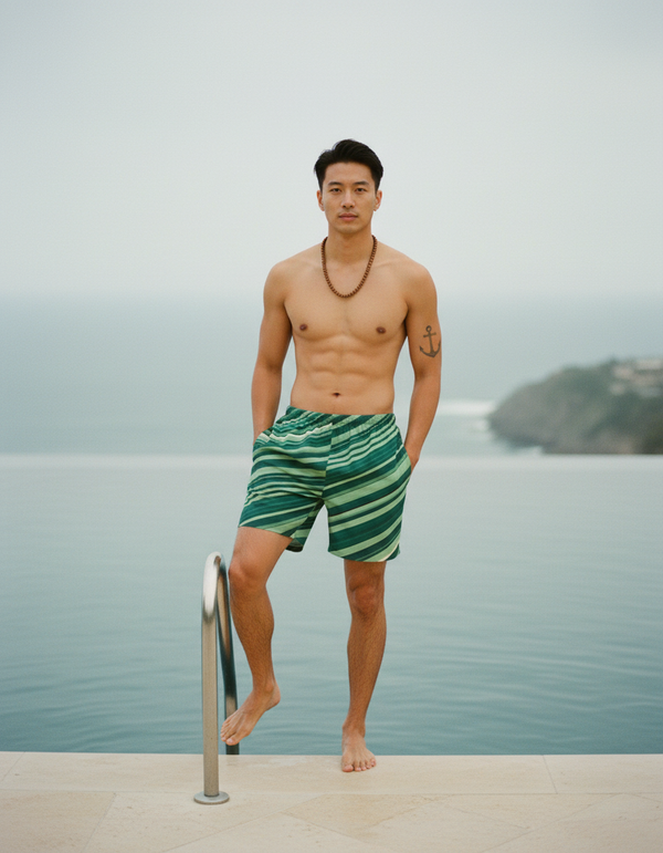 Men's Striped Swim Trunks