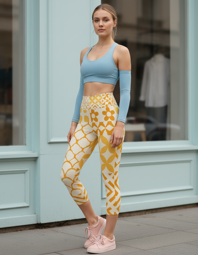 Yellow Vivid Capri Yoga Leggings capri yoga leggings