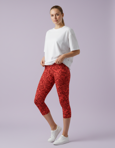 Fiery Red Langit Capri Leggings capri leggings