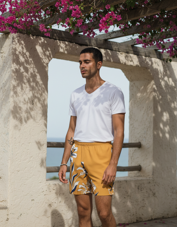 Silk Bloom men's swim trunks