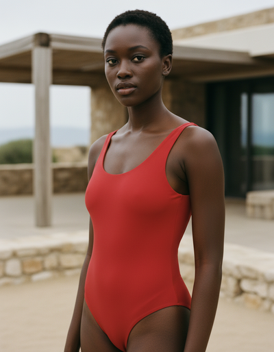 Bauhaus Red one-piece swimsuit
